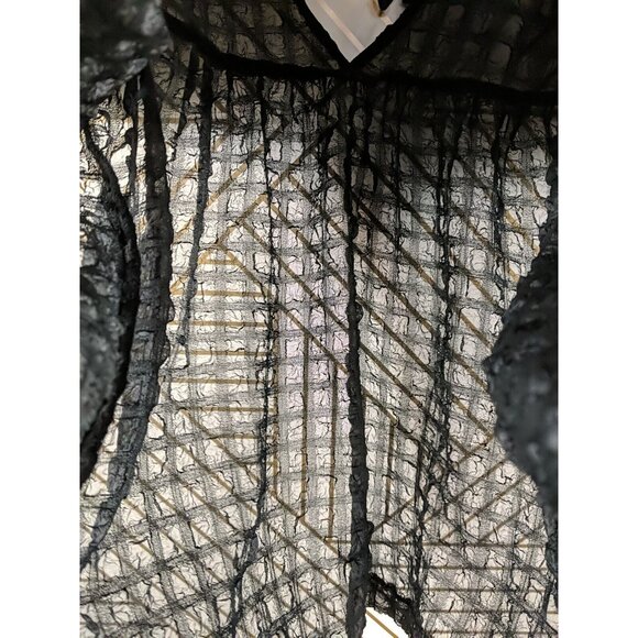 Urban Outfitters Women's Sheer Black Top Blouse Back Tie Flowy Texture Size Med - Picture 4 of 7